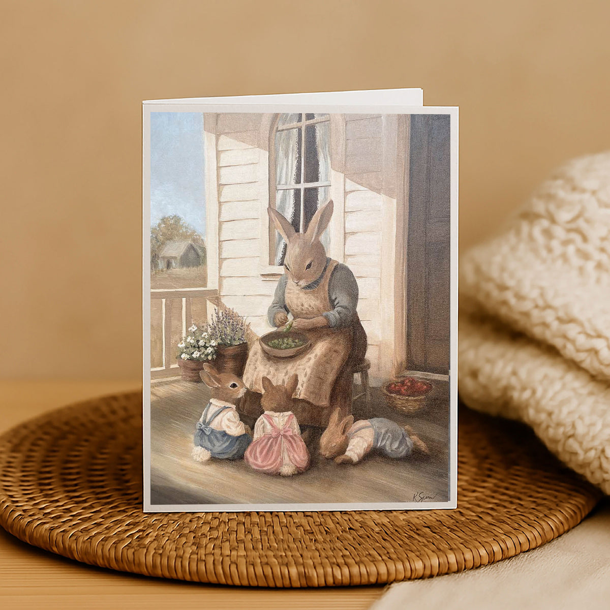Shelling Peas Blank Card