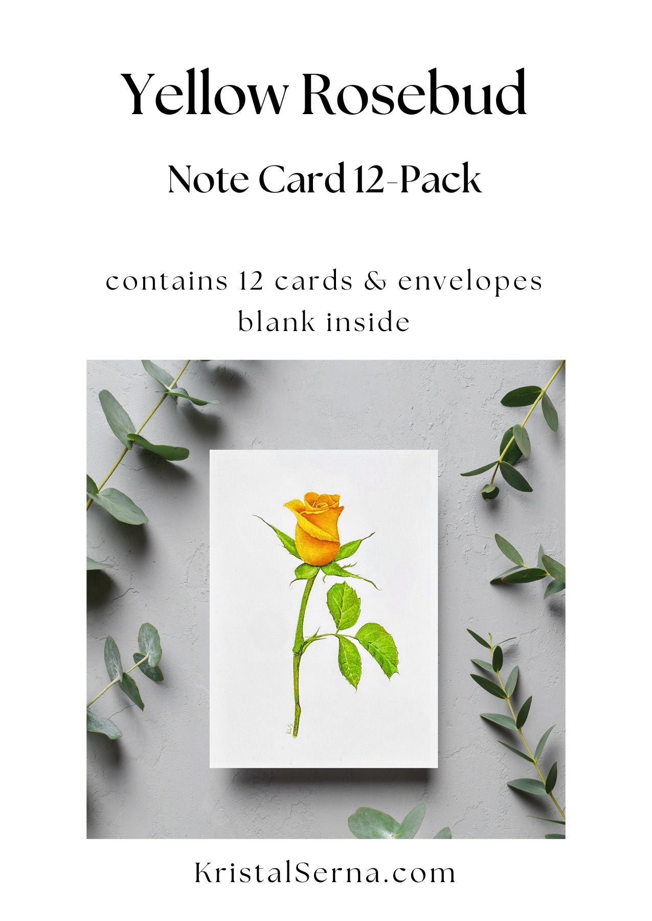 Yellow Rosebud Blank Card