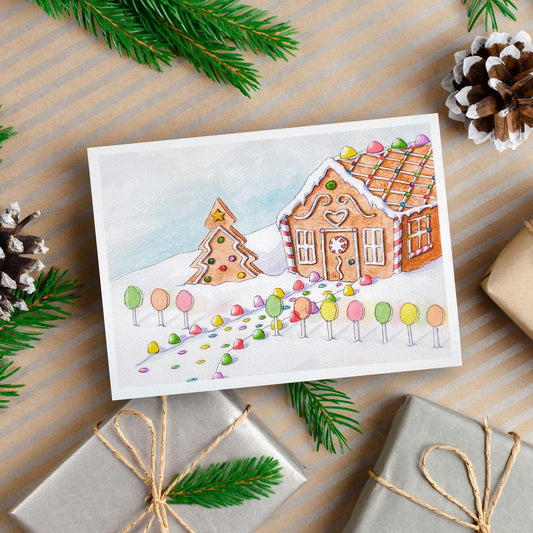 image of Gingerbread House Blank Card from Kristal Serna, Fine Artist