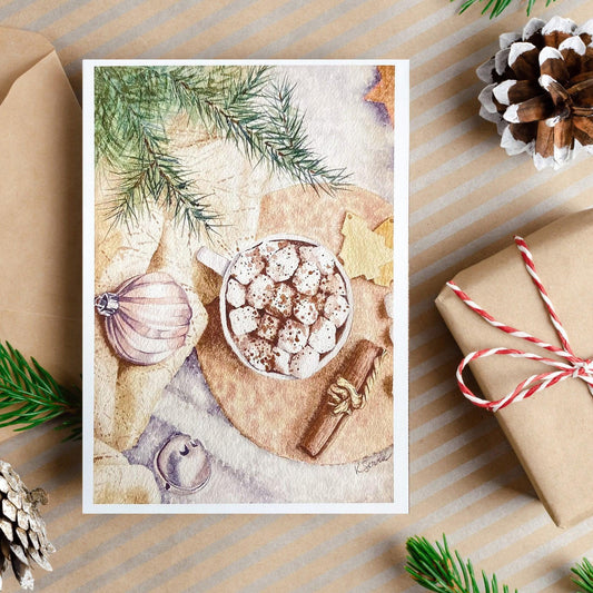 image of Hot Cocoa Blank Christmas Card from Kristal Serna, Fine Artist