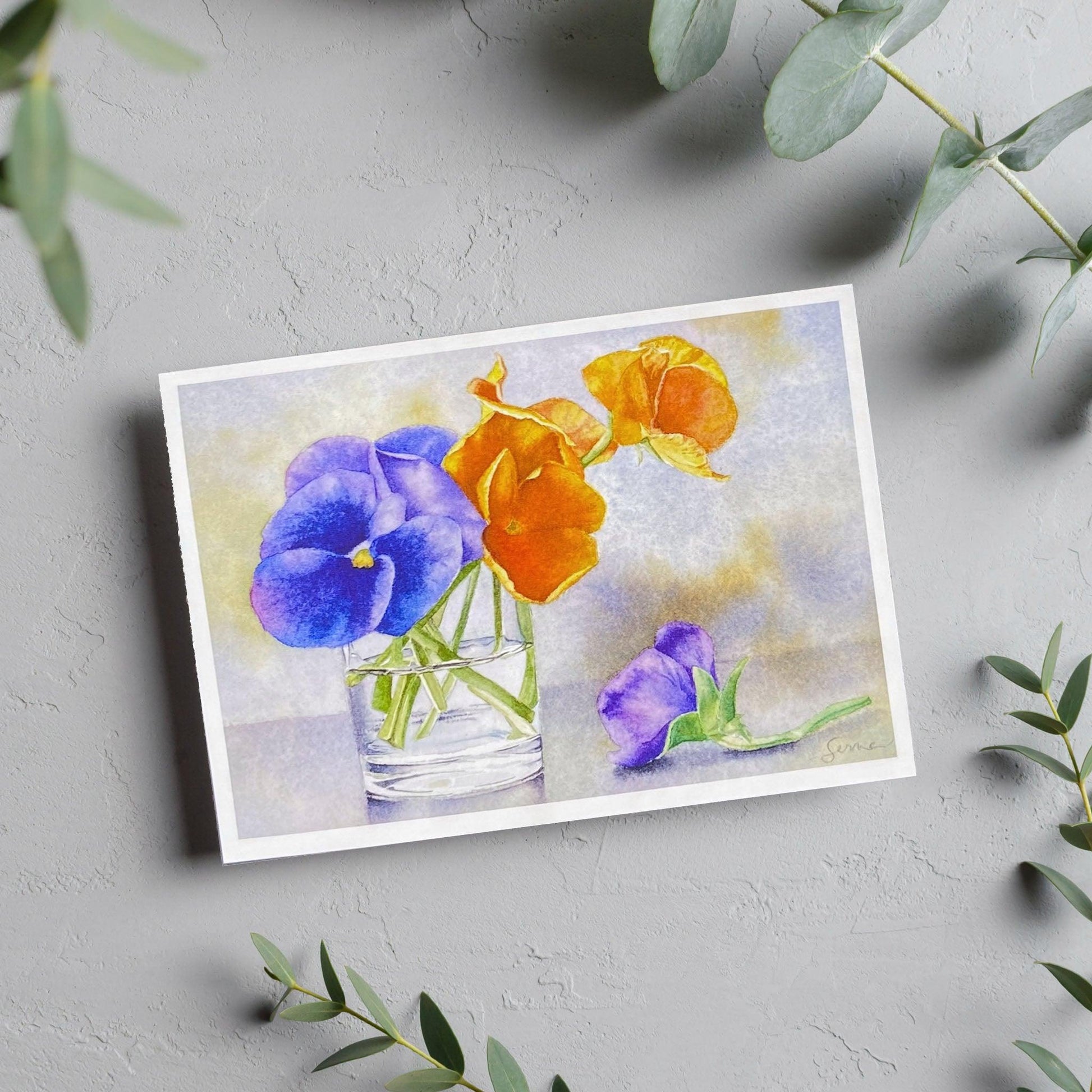 image of Pansies Blank Card from Kristal Serna, Fine Artist