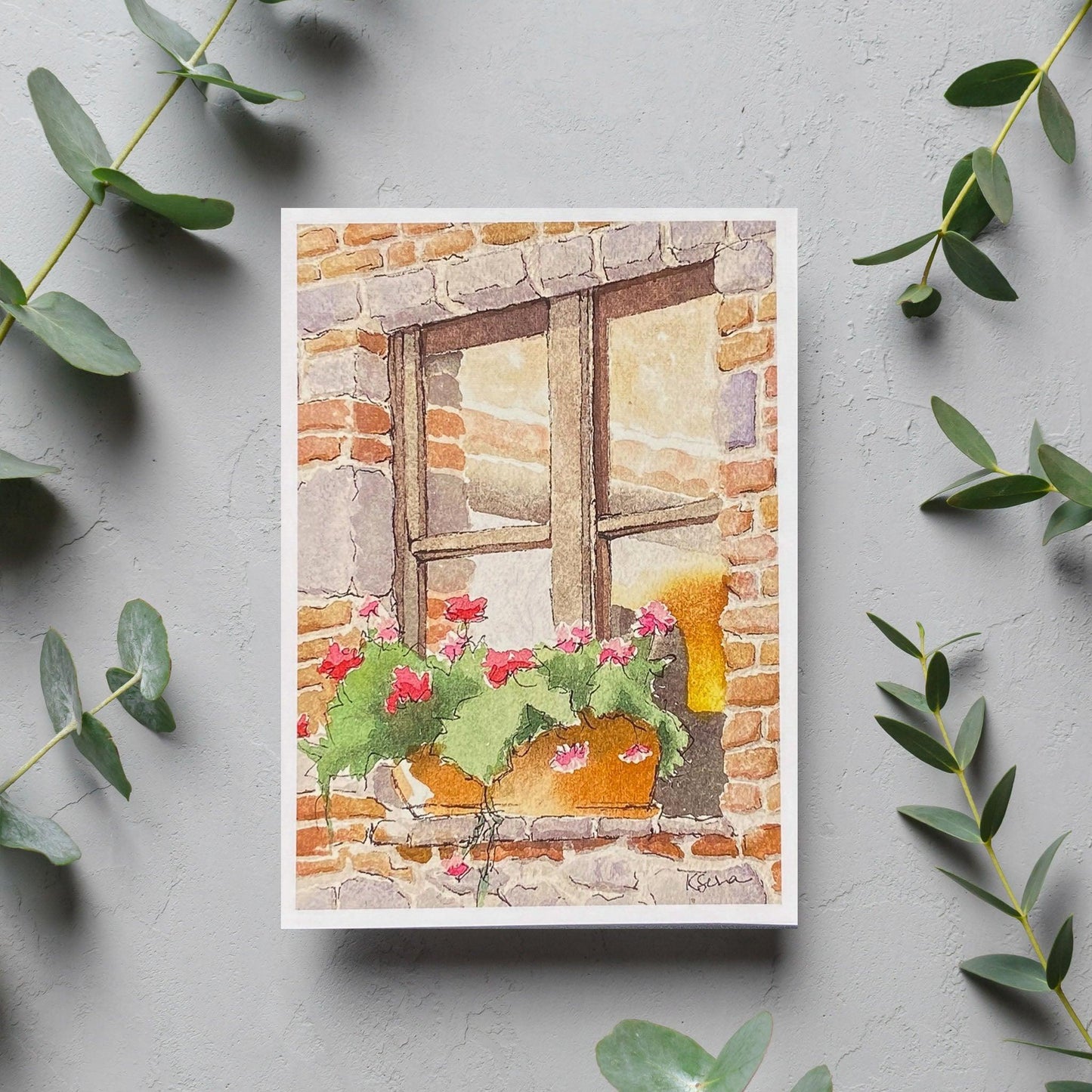 image of Psst...I'm a Red Geranium Blank Card from Kristal Serna, Fine Artist