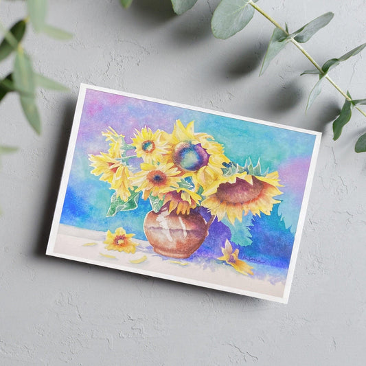 image of Sunflower Bouquet Blank Card from Kristal Serna, Fine Artist