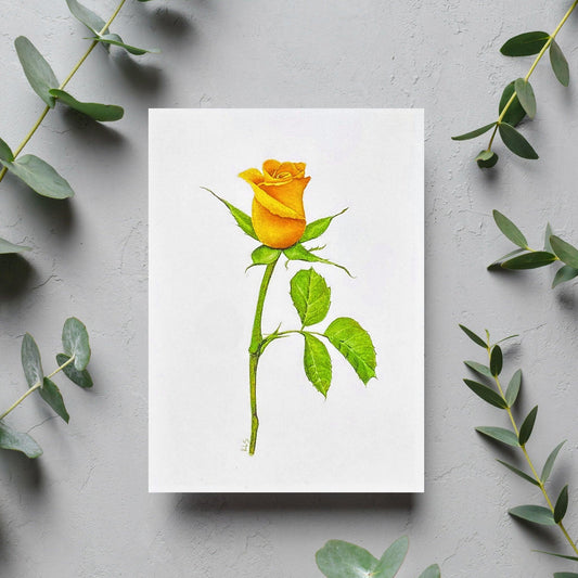 image of Yellow Rosebud Blank Card from Kristal Serna, Fine Artist